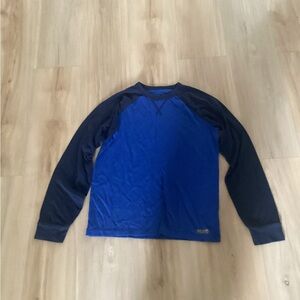 GAP Men's Royal Blue and Navy Long Sleeve Tee